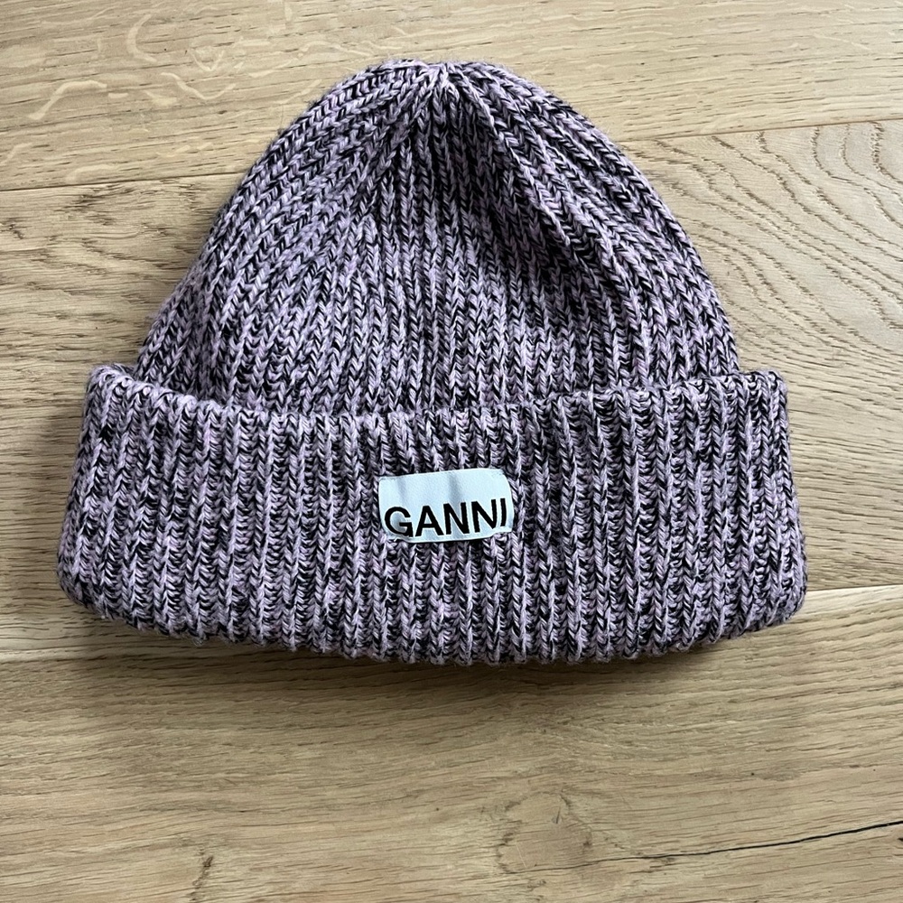GANNI Purple Knit Beanie